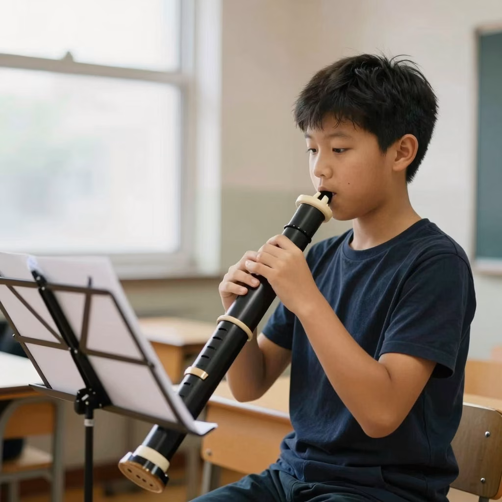 D&eacute;butant pratiquant le practice chanter avec une m&eacute;thode de cornemuse