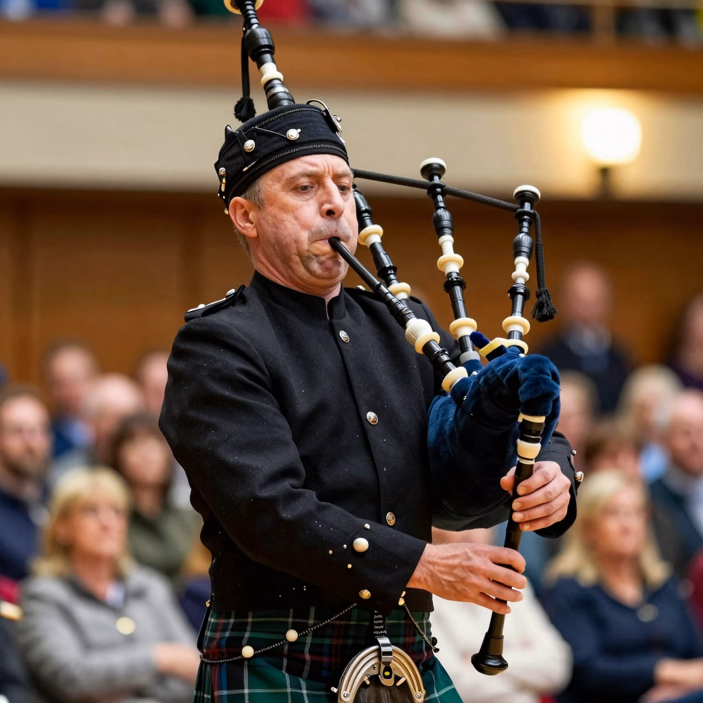 Sonneur de cornemuse en compétition au festival Piping Live de Glasgow