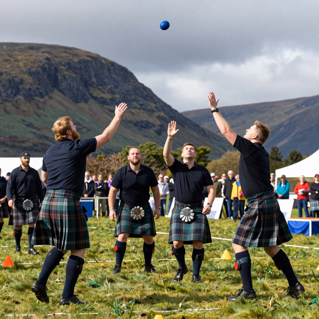 Epreuve de caber toss aux Highland Games en Ecosse