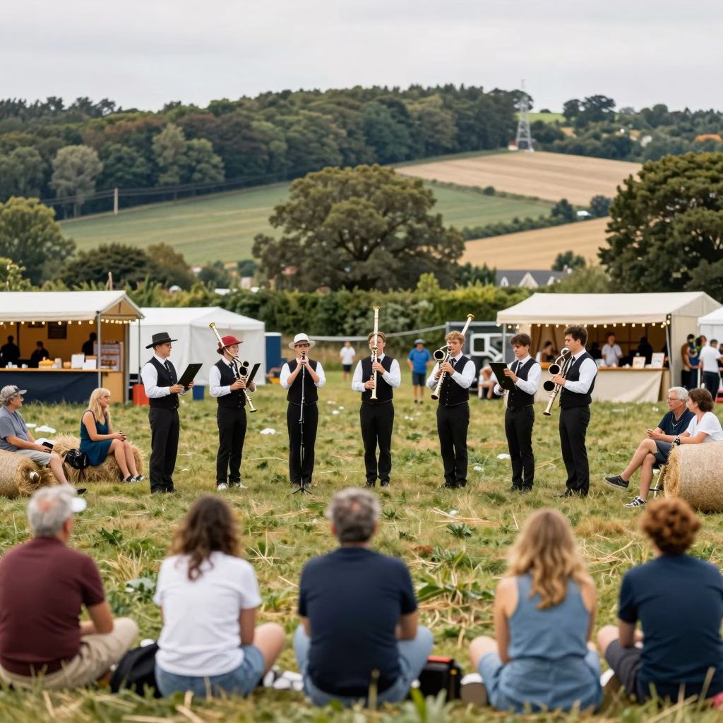 Pipe band jouant lors d un festival en plein air en France
