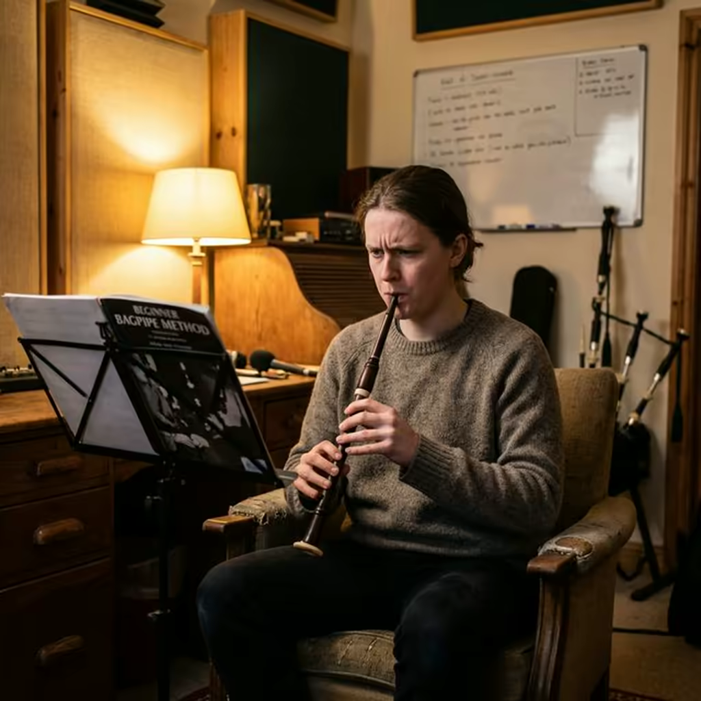 Musicien débutant concentré jouant sur un practice chanter en studio
