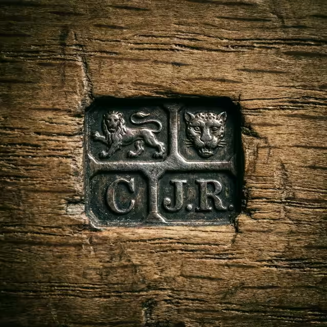 Gros plan sur un poinçon en argent gravé sur une bague de cornemuse style celtique
